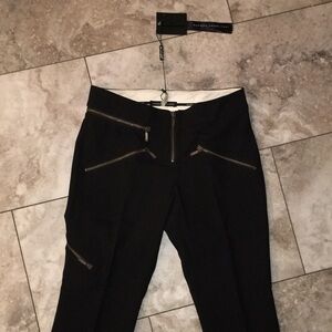 SANDRA ANGELOZZI NWT STRAIGHT LEG ZIPPER ACCENTS DRESS TROUSERS EU32